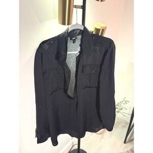 Mossimo XXL button up basic black work top polyester cooling office wear capsule